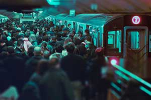 People at a crowded station